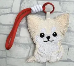 ハンドメイド 刺繍 チワワ バッグキーホルダー チャーム 犬 うちの子