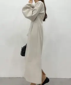 Louere ウエストタックボリュームスリーブワンピース