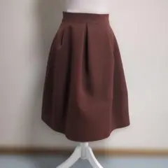 エムズグレイシー　ブラウン フレアスカート ひざ丈プリーツ