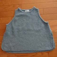 ista-ire 鹿の子編みニットベスト ブルー