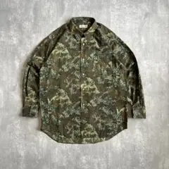 80s　JOHN FIELD　コットンシャツ　カモフラージュ　フローラル柄　美品