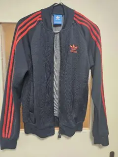 adidas 3本ラインジャージ ネイビー/レッド Sサイズ
