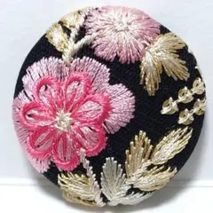 インド刺繍　№4237　黒ピンク　㊳ミリ
