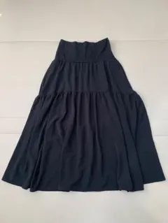 マタニティ ティアードロングスカート 黒