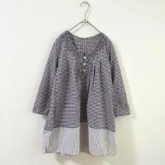 4055 【フェリシモ】HARAPPA ブラウス　チュニック　七分袖　M