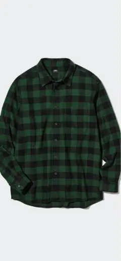 新品未使用◆ユニクロ製フランネルチェックシャツ◆黒×緑XL男女兼用◆今季購入品