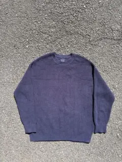 90s OLD GAP 無地 ローゲージ 編み込み コットン ニット