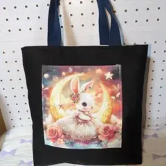 トートバックパネルうさぎさん両面ハンドメイド