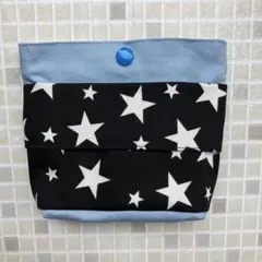 移動ポケット　ふたなし　ブラックスター　水色