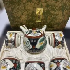 【九谷焼】錦神窯 美術麦茶器セット 急須 湯呑み5客 骨董品