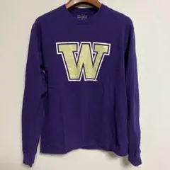 Champion Wロゴ パープル 長袖Tシャツ M