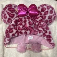 ディズニー ミニー　ヒョウ柄　ファンキャップ　レア　ピンク　タグ付