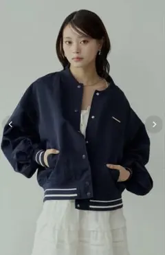 Chic ライン入りルーズブルゾン （navy）のサムネイル