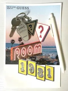 スキズ ヒョンジン GUESS 韓国限定 ルームキー キーホルダー ボールペン