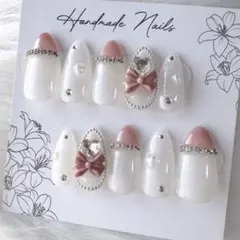 400♡ネイルチップ フレンチガーリー グラデ ワンホン マグネット