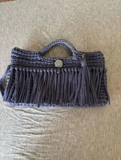 ハンドメイド⭐︎テイシャツヤーン　ズパゲッティバック　フリンジバック