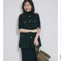 BASEMENT ツイードジレ ベスト ブラック