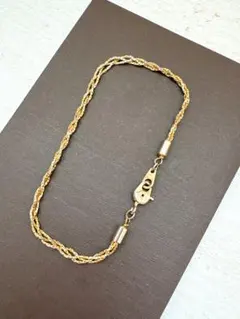 【ヴィンテージ】ゴールドカラー 編み込みデザインブレスレット 20cm