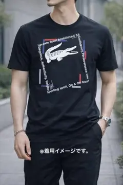 【定価1万・希少】ラコステスポーツ タイポグラフィ Tシャツ 黒 FR4