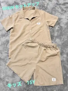 ベージュ 半袖シャツ ショートパンツセット