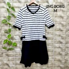 インゲボルグ 5分袖ロングドッキングワンピース(M)レース花柄 透け感あり