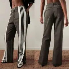 激レア美品☆アディダスアディブレイクデニムジーンズトラックパンツ黒白S男女兼用