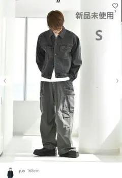 ◼新品未使用◼GUデニムスーパーワイドカーゴパンツS