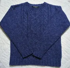 BARNDOOR TOKYO ケーブル編みUネックニット セーター ネイビー