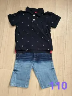 一部新品★美品★子供用★110cw★ネイビー ポロシャツ★ズボン★2点セット