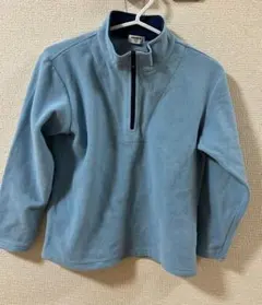 水色 フリース ハーフジップジャケット