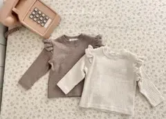 リブ編みフリルTシャツ valubebe cream 18m