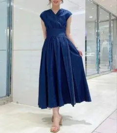 アンドクチュール　ライトウェイトデニム　ビッグリボンワンピース　カシュクール