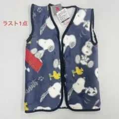 新品63496スヌーピー紺ネイビーキッズフランネル 裏ボア スリーパー ベスト