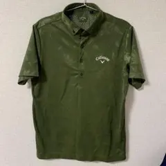 Callaway オリーブグリーン 葉柄 ポロシャツ