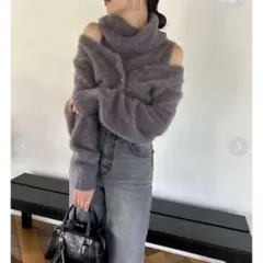 snidel スナイデル ショートカーデ ノースリ2点セット フォックスアルパカ