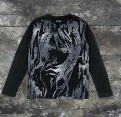 アートプリント 長袖Tシャツ ホワイト　Y2k 裏原系　グランジ　opium