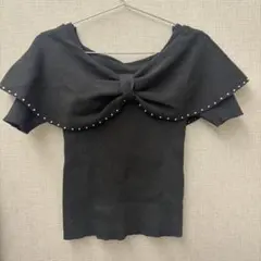 GRL ブラック オフショルダー ニット