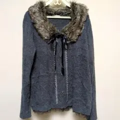 axes femme ファー付きカーディガン グレー