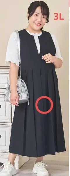 しまむら hina プリーツジャンパースカート 中黒 3L