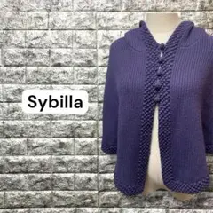 シビラ　Sybilla ニット　ポンチョ　スペイン　フード有り　紫のサムネイル