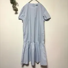 【UNIQLO ユニクロ】ティアードワンピース 半袖 シャツワンピース 水色 M