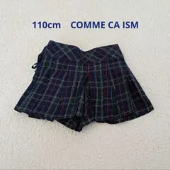 コムサイズム 110cm フレアショートパンツ ネイビー チェック柄