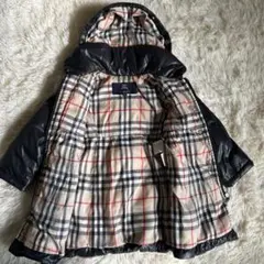 【美品】バーバリー キッズ ダウンジャケットコート ノバチェック 100A 黒