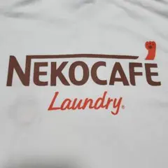 【Laundry】NEKOCAFE/ネコカフェ　ポロシャツ ホワイト　刺繍　Mのサムネイル