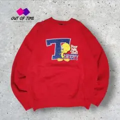 90sUSA製 LOONEY TUNES トゥイーティー スウエットXLレッドのサムネイル