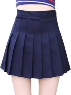 紺色 プリーツスカート Mサイズ ハイウエスト ミニ丈 JK制服風