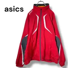 アシックス　ASICS　ウィンドブレーカー　赤×黒　Lサイズ　メンズ　フード付