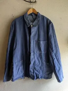50s ユーロ古着 モールスキン 襤褸 고장·부품용 雰囲気 カバーオール ブルー