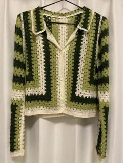 新品☆elcamino☆ポロ ニットカーディガン☆ショート丈