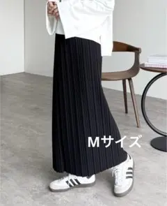 reca 迷わず着れる！大人のロングプリーツスカート　ブラック　M